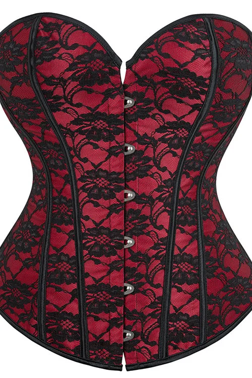 Red Strapless Laced Boned Lace-Up Bustier Corset Top