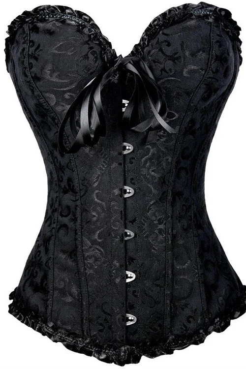 Black Strapless Lace Bustier Corset Top