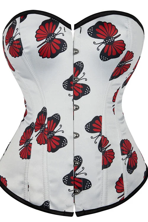 White Butterfly Strapless Lace-Up Bustier Corset Top