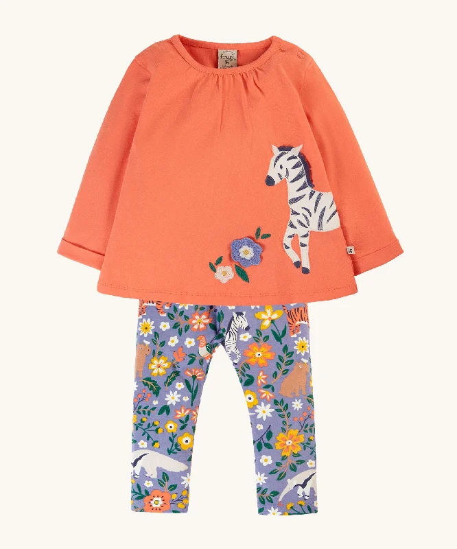 Frugi Opal Outfit - Cantaloupe/Rainforest Friends