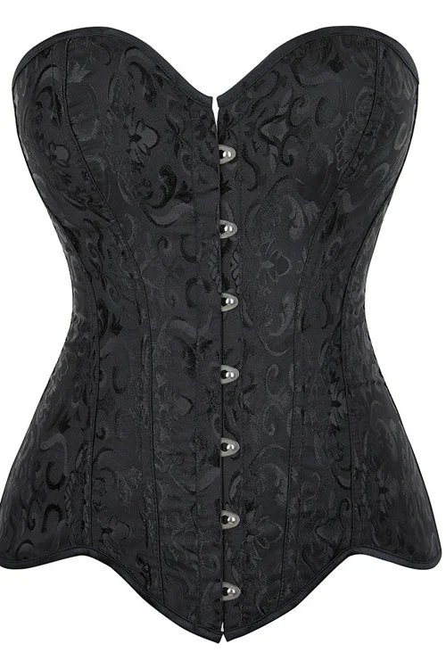 Black Jacquard Strapless Lace-Up Bustier Corset Top