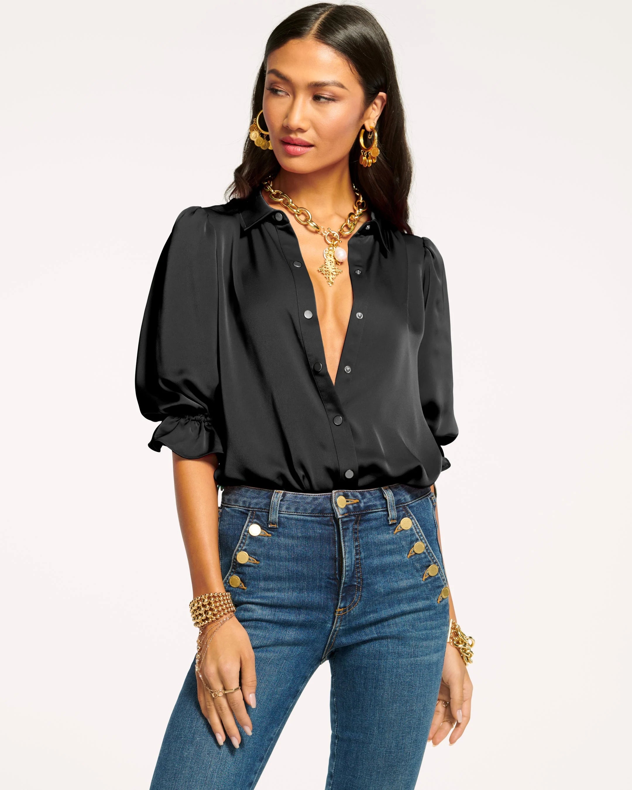 Dina Button Down Bodysuit