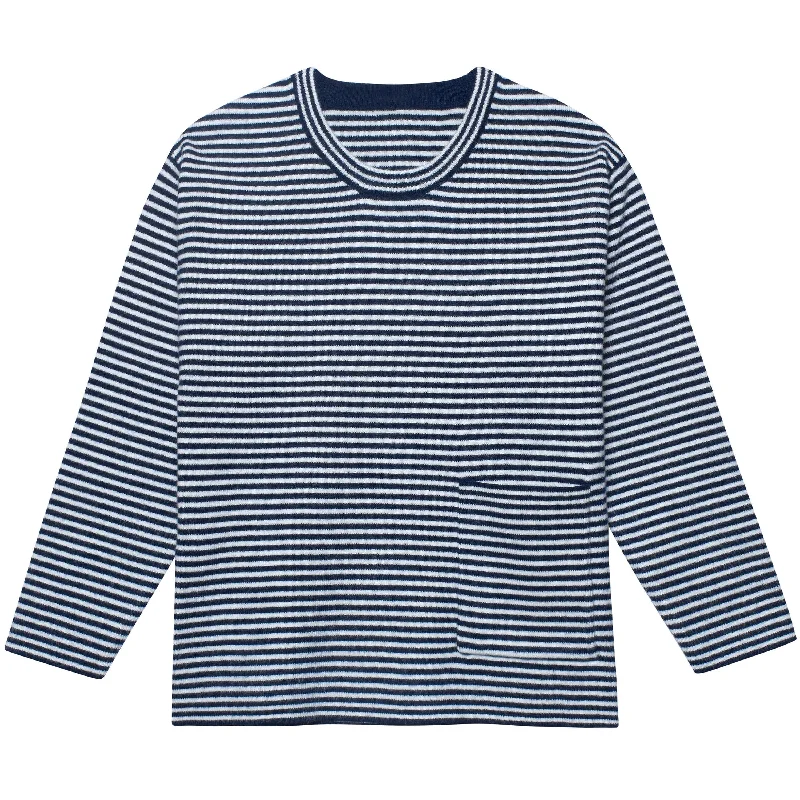 Infant & Toddler Boys Blue Striped Sweater with Pocket