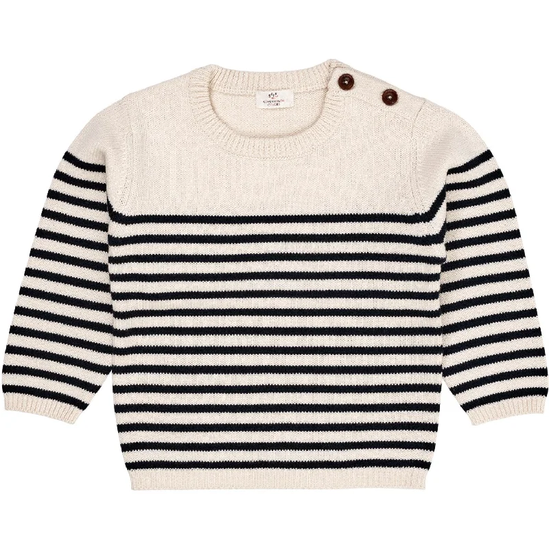 Copenhagen Colors Cream Navy Combi Knitted Striped Sailor Sweater