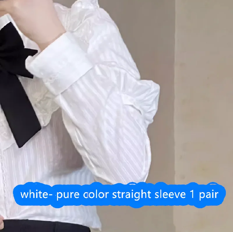 white- pure color straight sleeve 1 pair