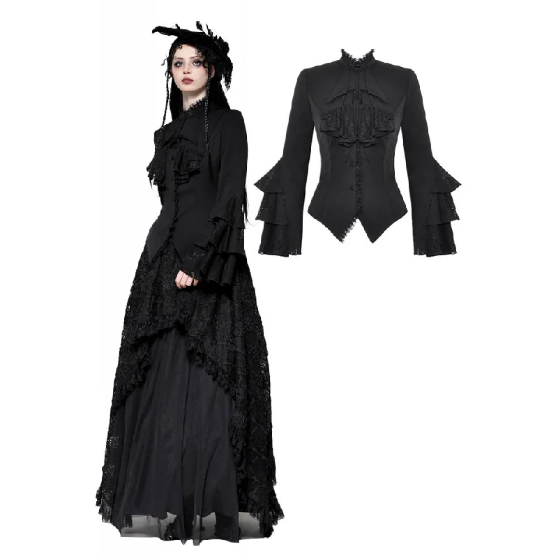 Women's Gothic Ruffled Layered Long Sleeved Shirt