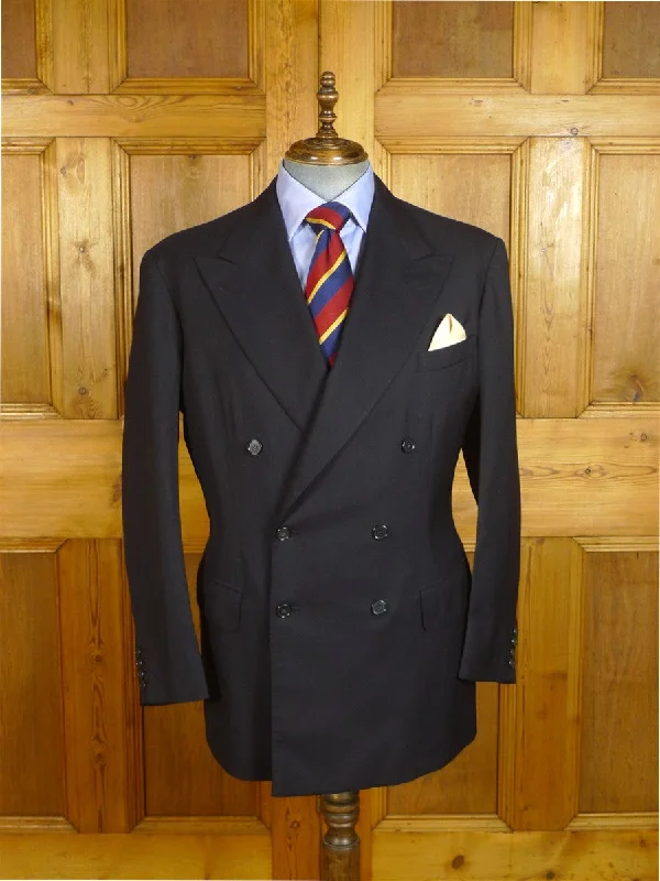 24/0863 vintage 1989 anderson & sheppard savile row bespoke dark navy blue d/b worsted blazer jacket 46-47 regular