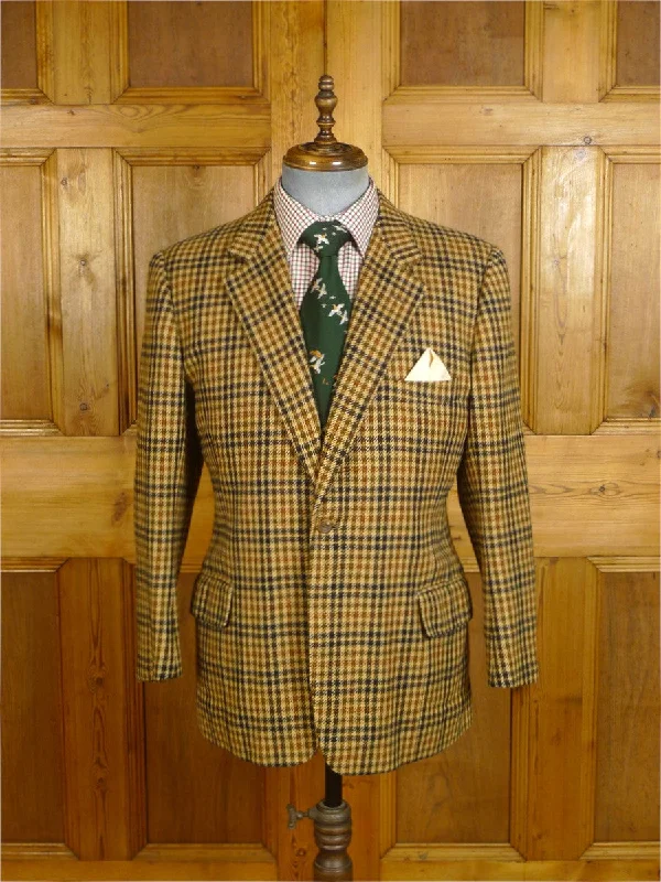 24/0931 vintage 1983 joce & co savile row bespoke cashmere brown gun check sports jacket blazer 40-41 short