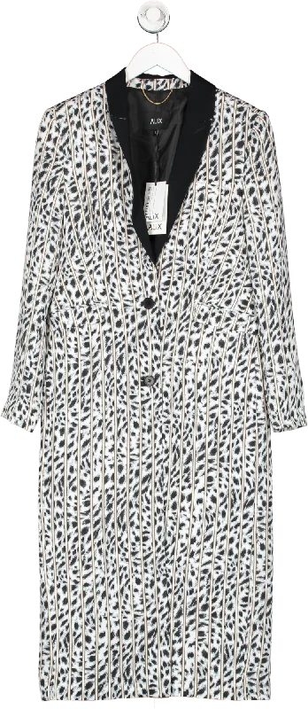 Alix NYC White Animal Print Longline Blazer / Duster Coat UK S