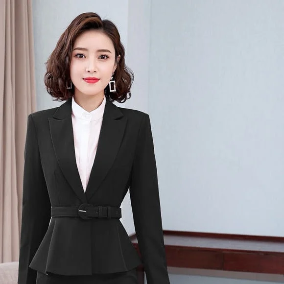 Black Winter Fashion OL Style Business Professional Blazer for Women