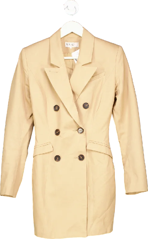 House of CB Beige Double-Breasted Blazer UK S