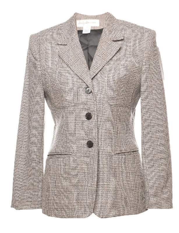 Jones New York Checked Grey Blazer - S