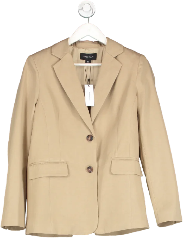 Karen Millen Beige Tencel Wrap Back Detail Relaxed Tailored Blazer UK 10