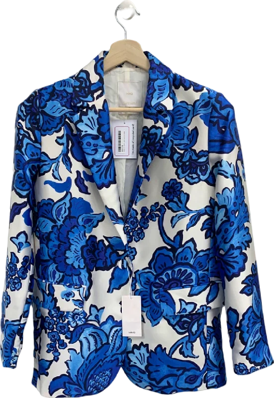 Mango Blue Floral Blazer UK M