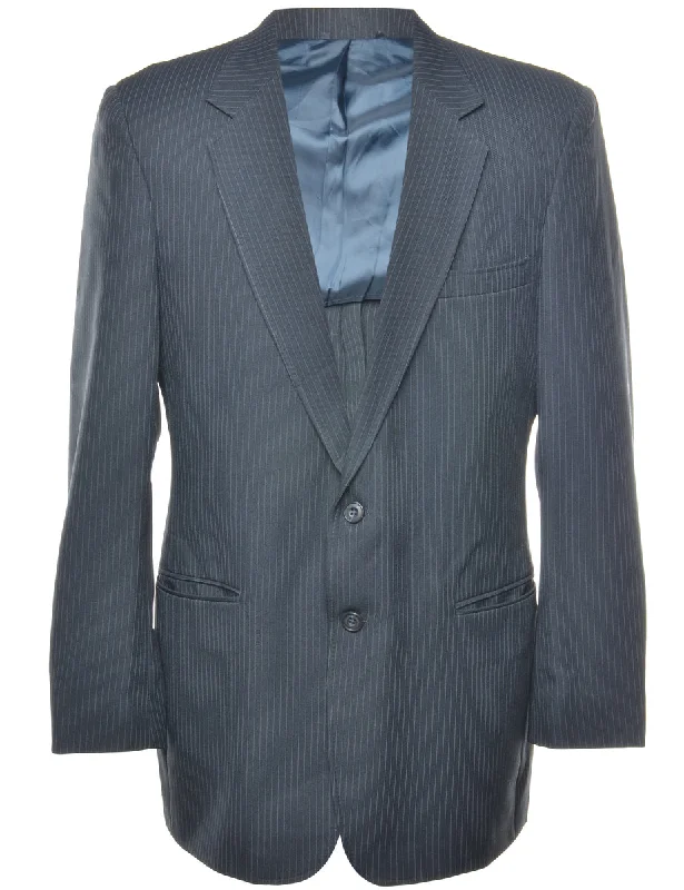 Pinstriped Navy Blazer - L