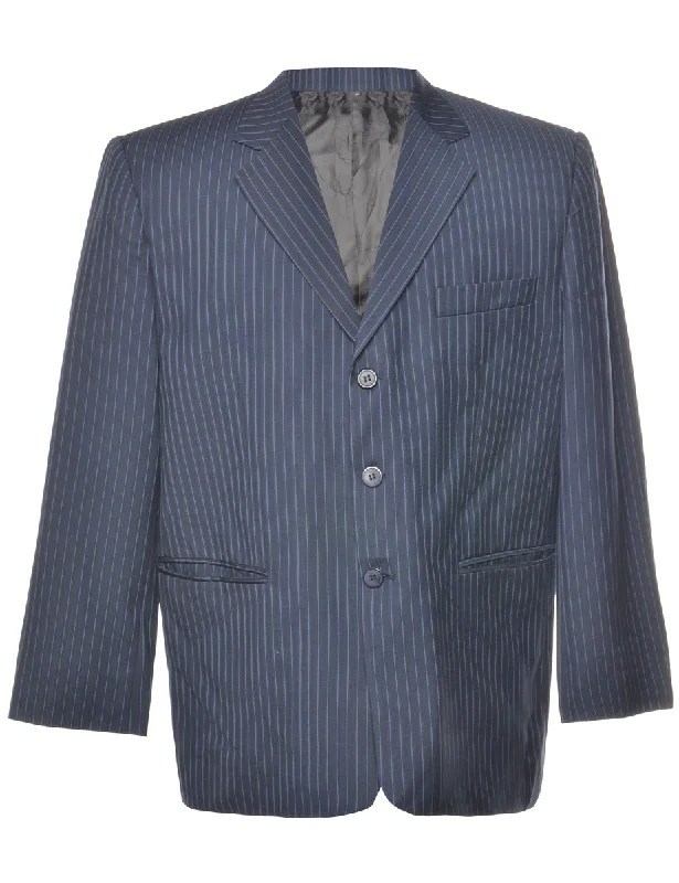 Pinstriped Navy Classic Blazer - L