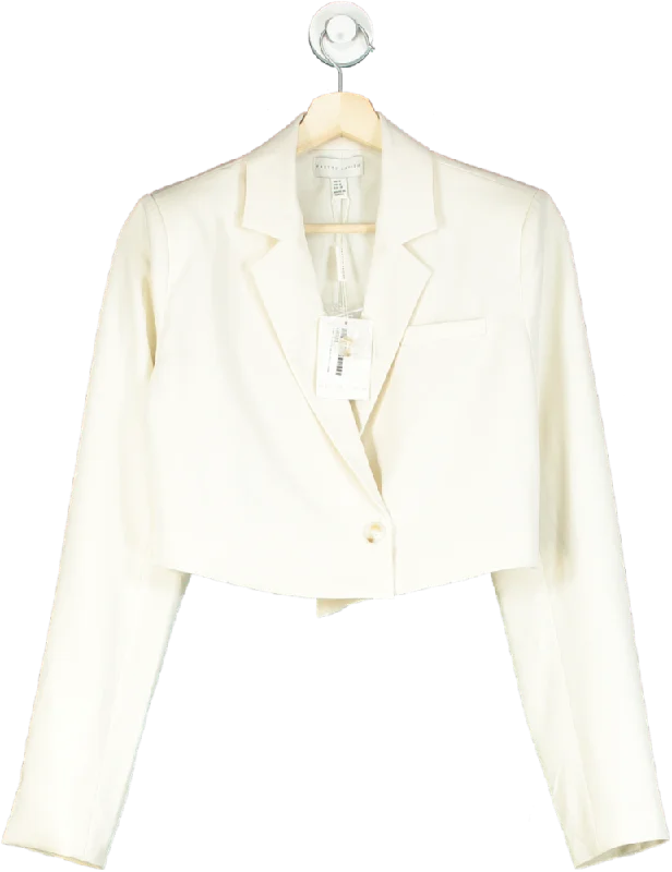 Pretty Lavish Oyster Breya Cropped Blazer UK 8