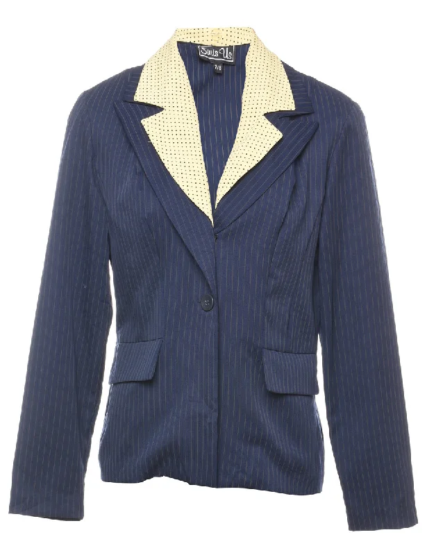 Striped Navy & Cream Blazer - L