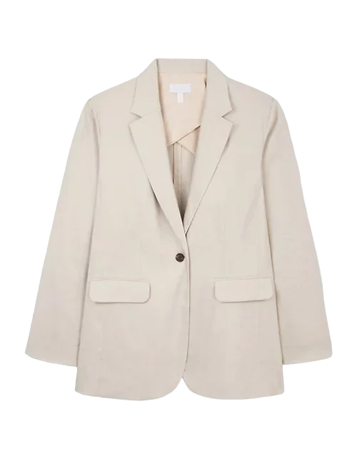 The White Company Beige Linen Blend Relaxed Blazer UK 14