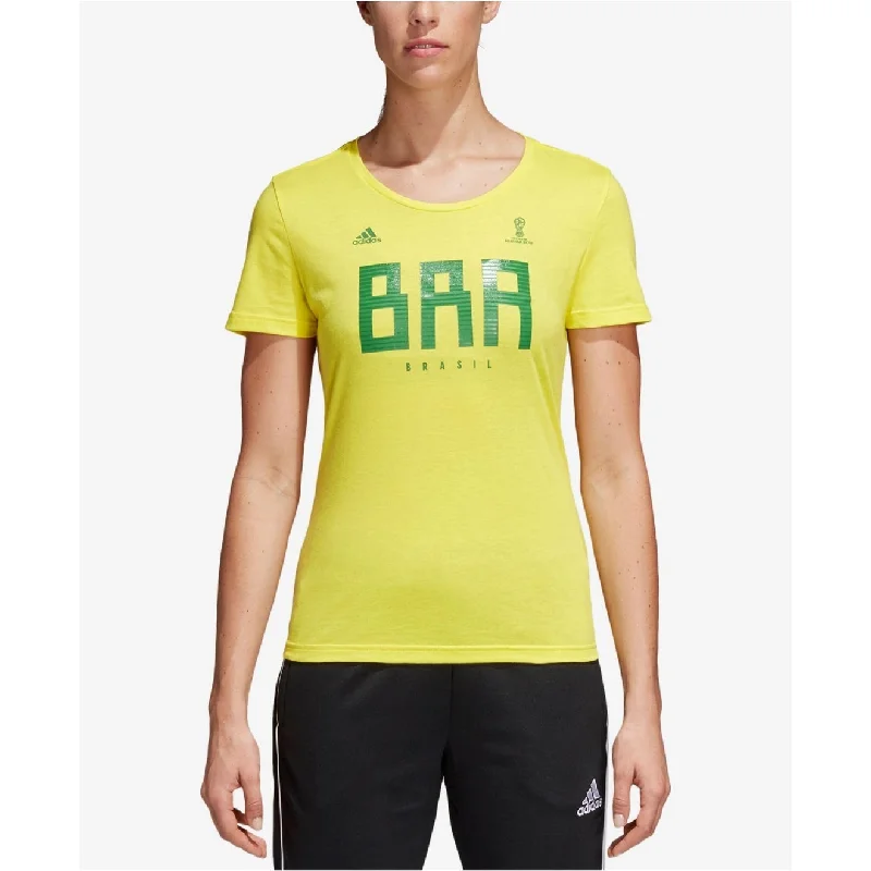 Adidas Women's Cotton Brazil T-Shirt Brazil Yellow Size Extra Small - X-Small