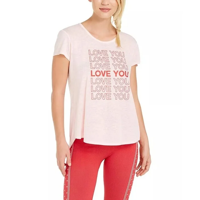 Ideology Women's Love Graphic Split-Back T-Shirt Pink Size Small