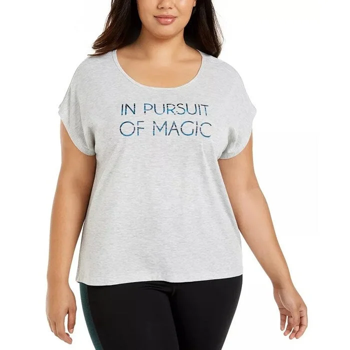 Ideology Women's Plus Size Graphic Magic T-Shirt Gray Size 3X