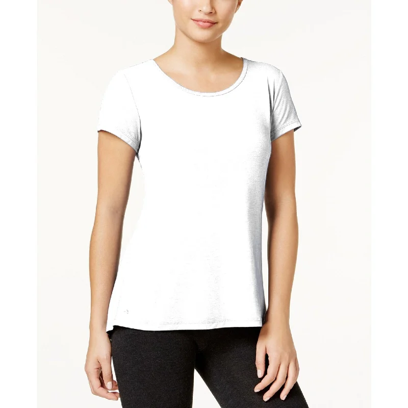 Ideology Women's Slit-Back T-Shirt White Size Small - S