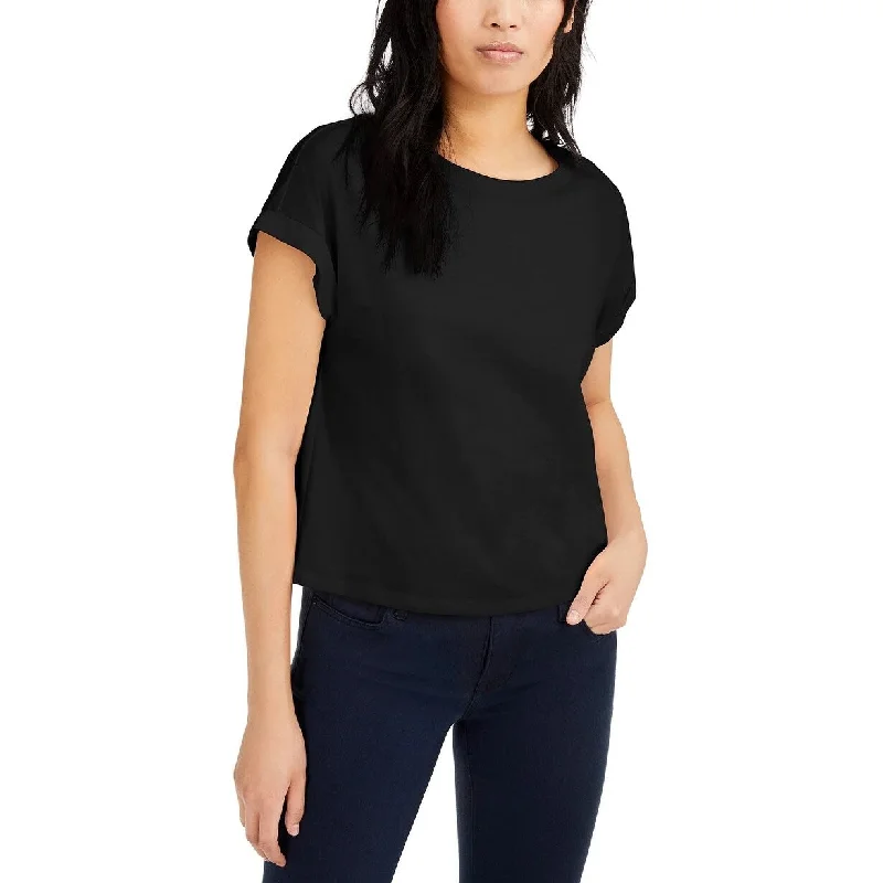 INC International Concepts Women's Boxy Crewneck T-Shirt Black Size XL - X-Large