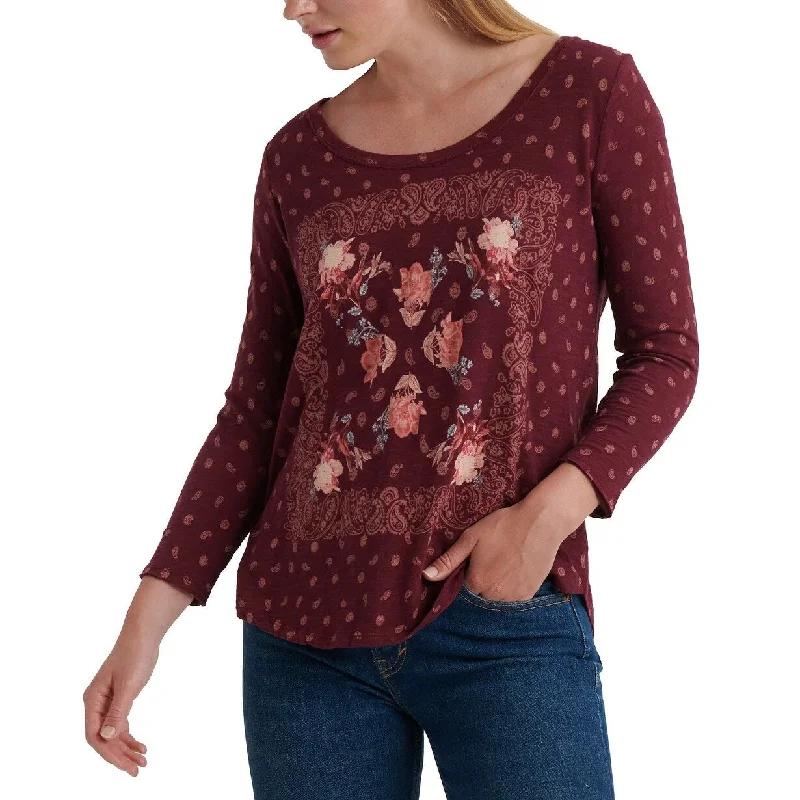 Lucky Brand Women's Matchbox Long Sleeve T-Shirt Red Size X-Small