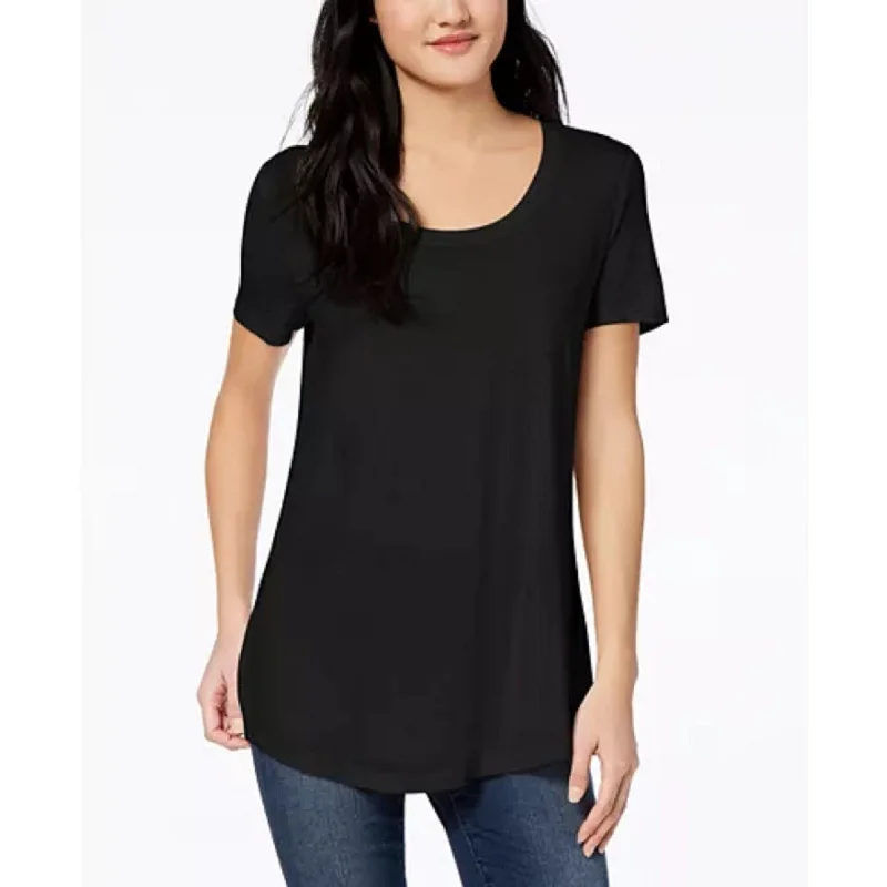 Maison Jules Women's Scoop-Neck T-Shirt Black Size Small