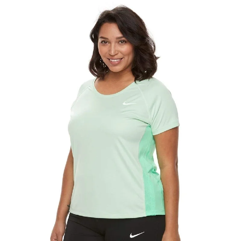 Nike Women's Plus Size Dry Miler Short Sleeve Running T-Shirt Fresh Mint Size Extra Large - Green - X-Large