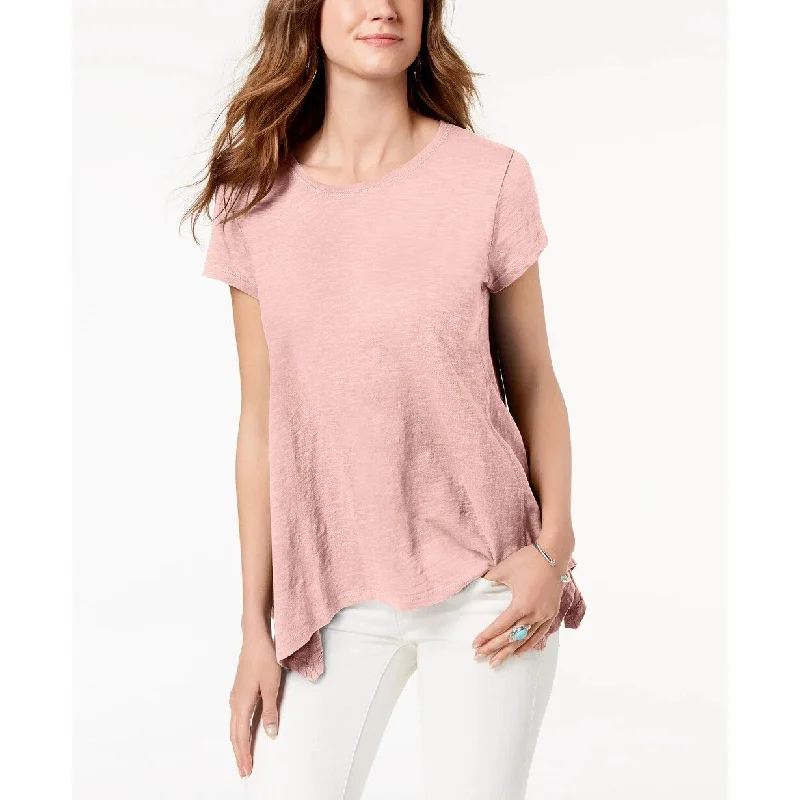 Style & Co Women's Handkerchief Hem T-Shirt Pink Size X-Small