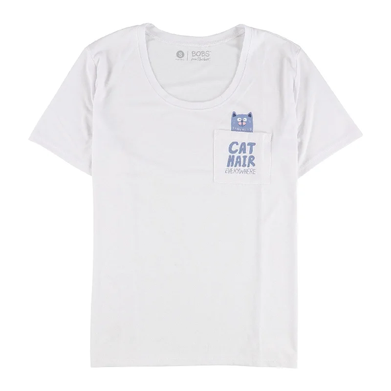 Skechers Womens CAT HAIR EVERYWHERE Basic T-Shirt, White, Small