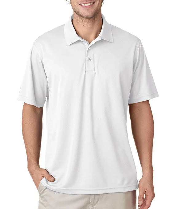 8210 - UltraClub Mens Cool & Dry Mesh Piqué Polo Shirt | White