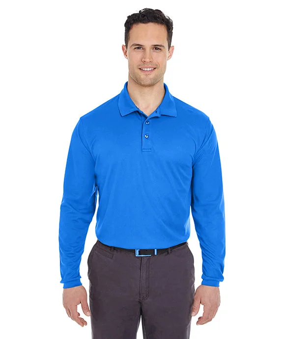 8210LS - UltraClub Mens Cool & Dry Long-Sleeve Mesh Piqué Polo Shirt | Royal