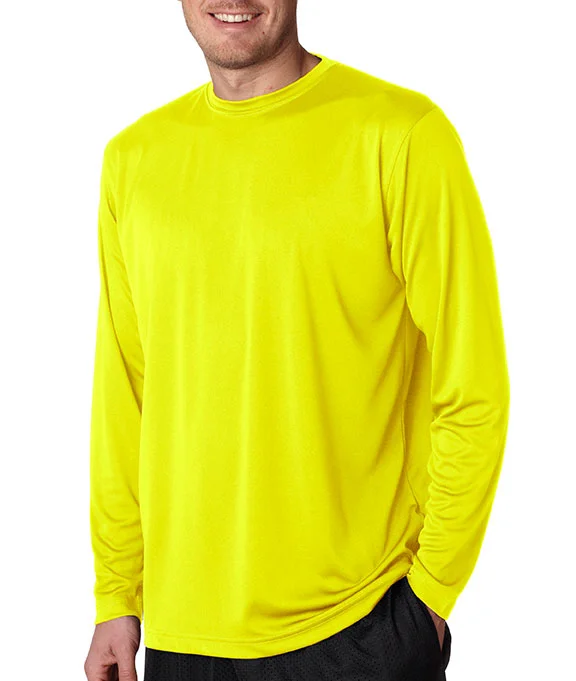 8422 UltraClub Adult Cool & Dry Sport Long-Sleeve Performance Interlock T-Shirt | Bright Yellow