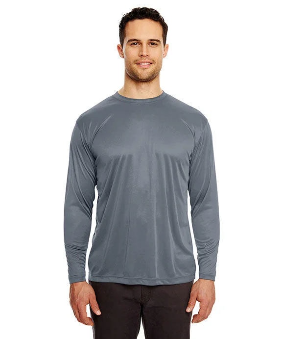 8422 UltraClub Adult Cool & Dry Sport Long-Sleeve Performance Interlock T-Shirt | Charcoal