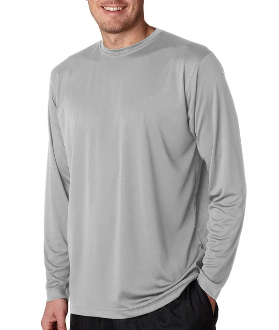 8422 UltraClub Adult Cool & Dry Sport Long-Sleeve Performance Interlock T-Shirt | Grey