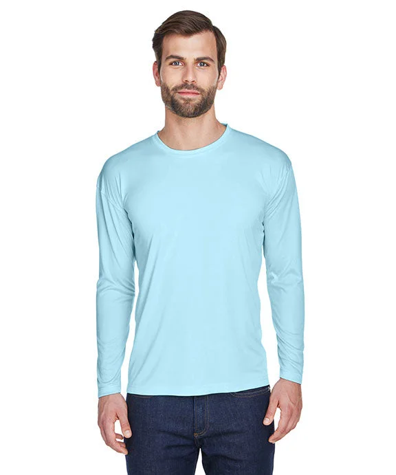 8422 UltraClub Adult Cool & Dry Sport Long-Sleeve Performance Interlock T-Shirt | Ice Blue