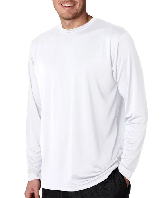 8422 UltraClub Adult Cool & Dry Sport Long-Sleeve Performance Interlock T-Shirt | White