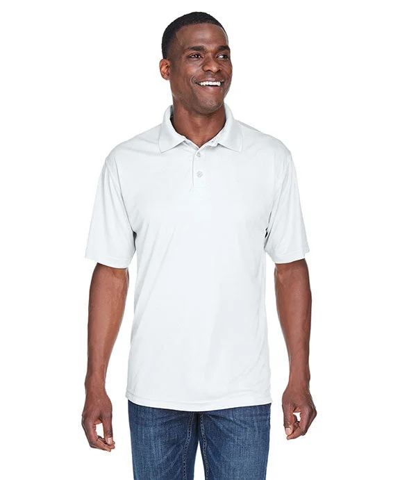 8425 - UltraClub Mens Cool & Dry Sport Performance Interlock Polo Shirt | White