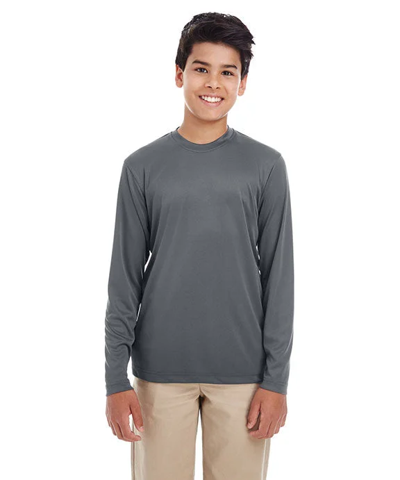 8622Y - UltraClub Youth Cool & Dry Performance Long-Sleeve Top | Charcoal