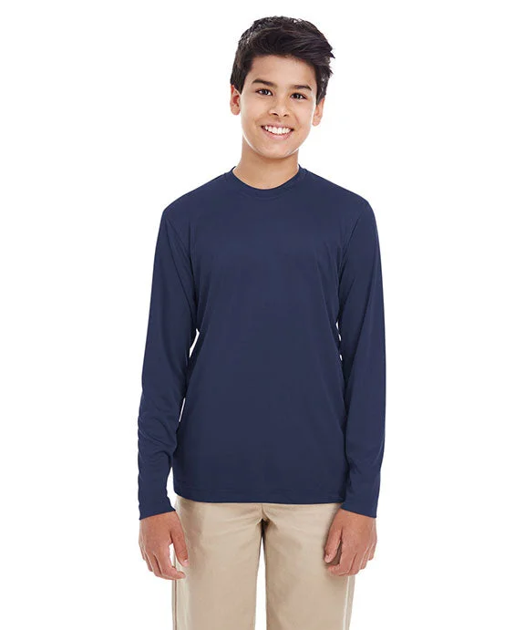 8622Y - UltraClub Youth Cool & Dry Performance Long-Sleeve Top | Navy