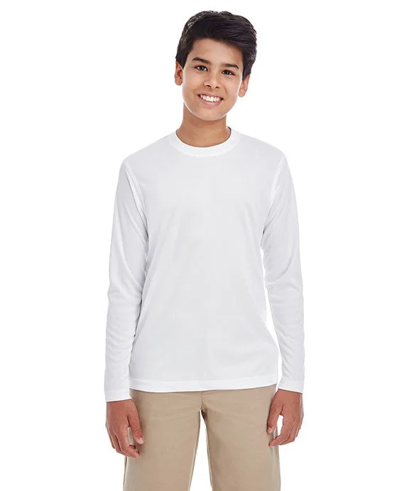 8622Y - UltraClub Youth Cool & Dry Performance Long-Sleeve Top | White