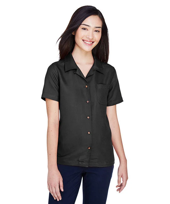 8981 - UltraClub Ladies Cabana Breeze Camp Shirt | Black