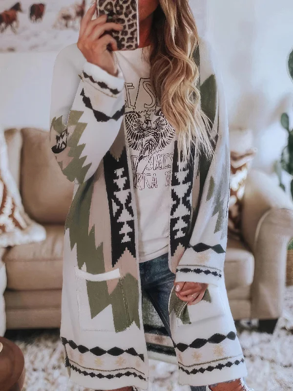 Long Cardigan with Graphic Print