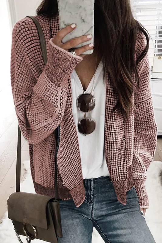 Longline Open-Front Cable Knit Cardigan