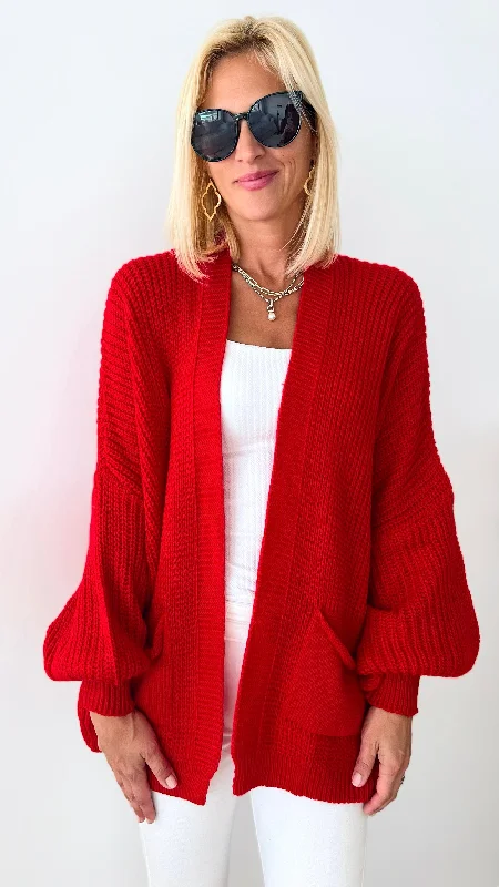 Sugar High Italian Cardigan- Red