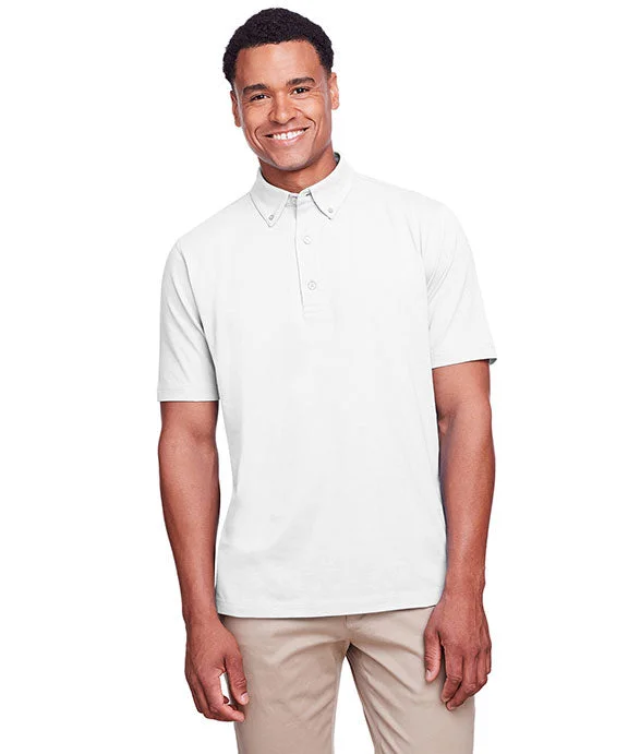 UC105 - UltraClub Mens Lakeshore Stretch Cotton Performance Polo Shirt | White