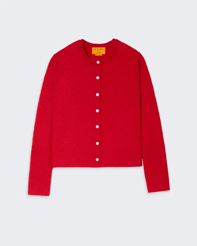 Jane Pointelle Cardigan - True Red